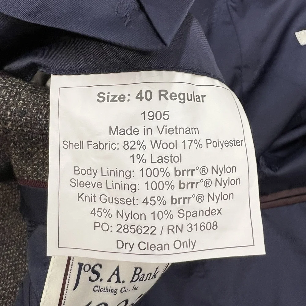 Jos A Bank Soft Knit Blazer Mens 40R Tailored Fit Wool Blend Stretch Brown/Navy